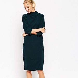 ASOS White Funnel Neck Midi Dress